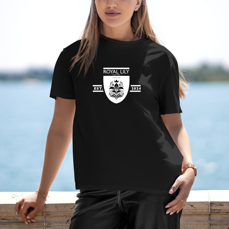 S005 Shirts Classic (Blk) Flower Crest in White