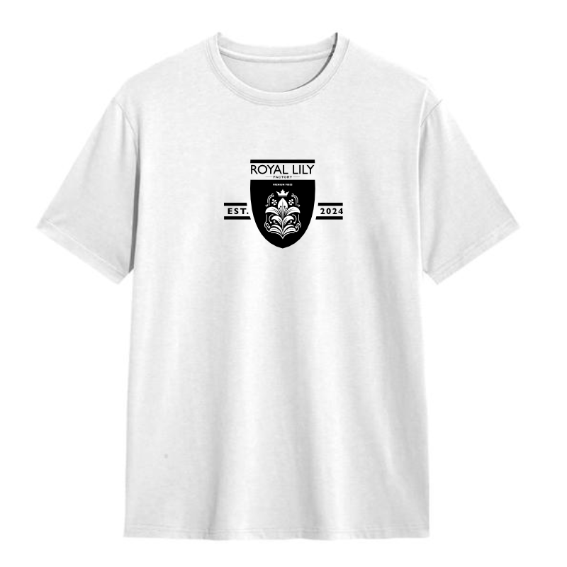 S010 Shirts Classic (White) Flower Crest in Black