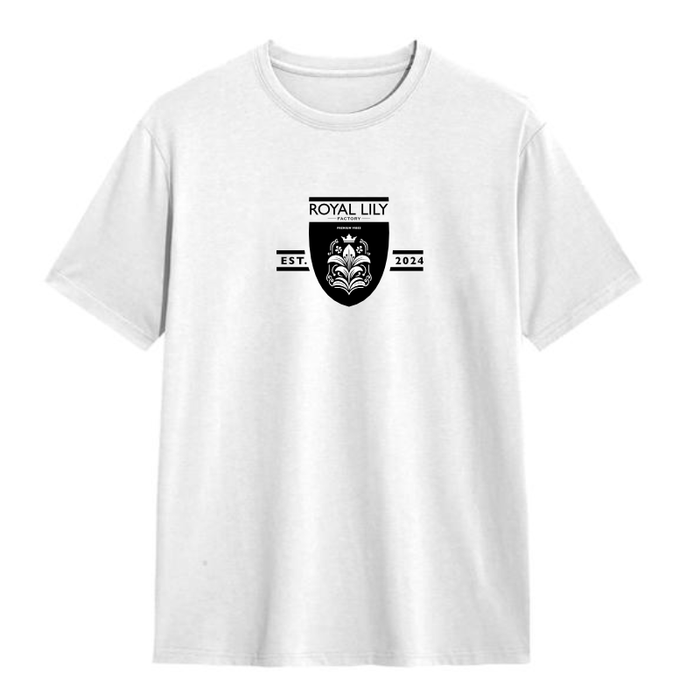 S010 Shirts Classic (White) Flower Crest in Black