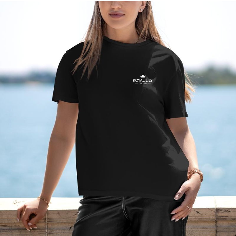 S004 Shirts Classic (Black) RL Logo and Flower in White