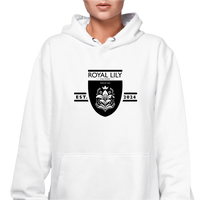 H006 Hoodies Classic (White) Blk Logo Flower White