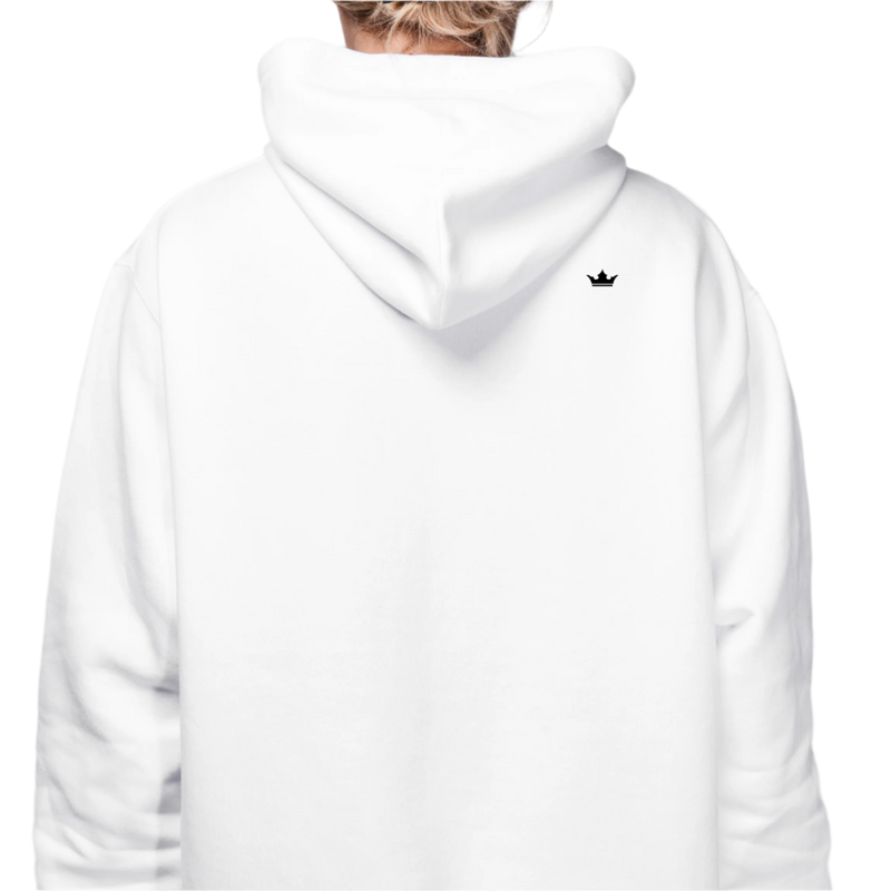 H006 Hoodies Classic (White) Blk Logo Flower White