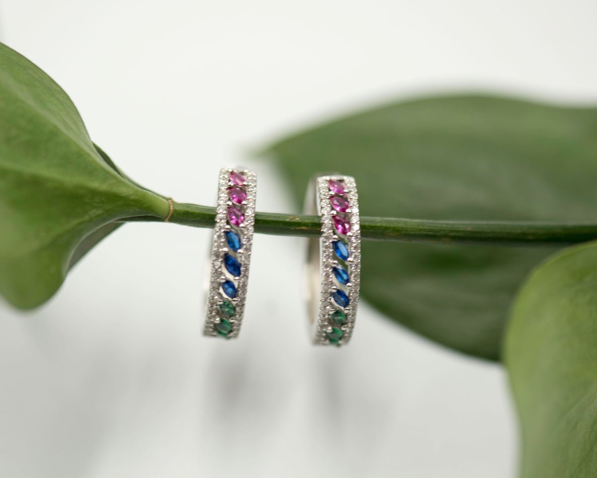 108 Earrings Colourd Cubic