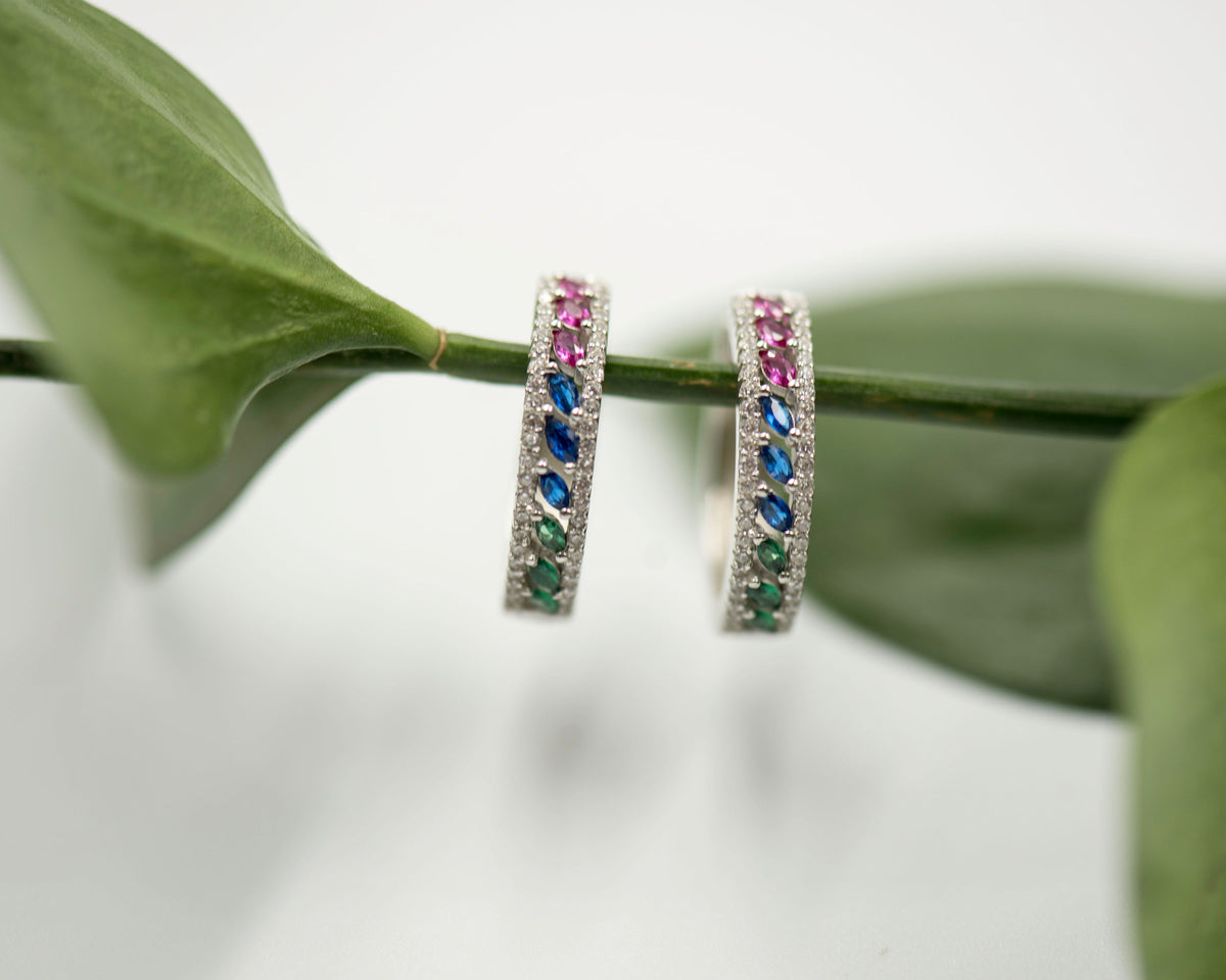 108 Earrings Colourd Cubic