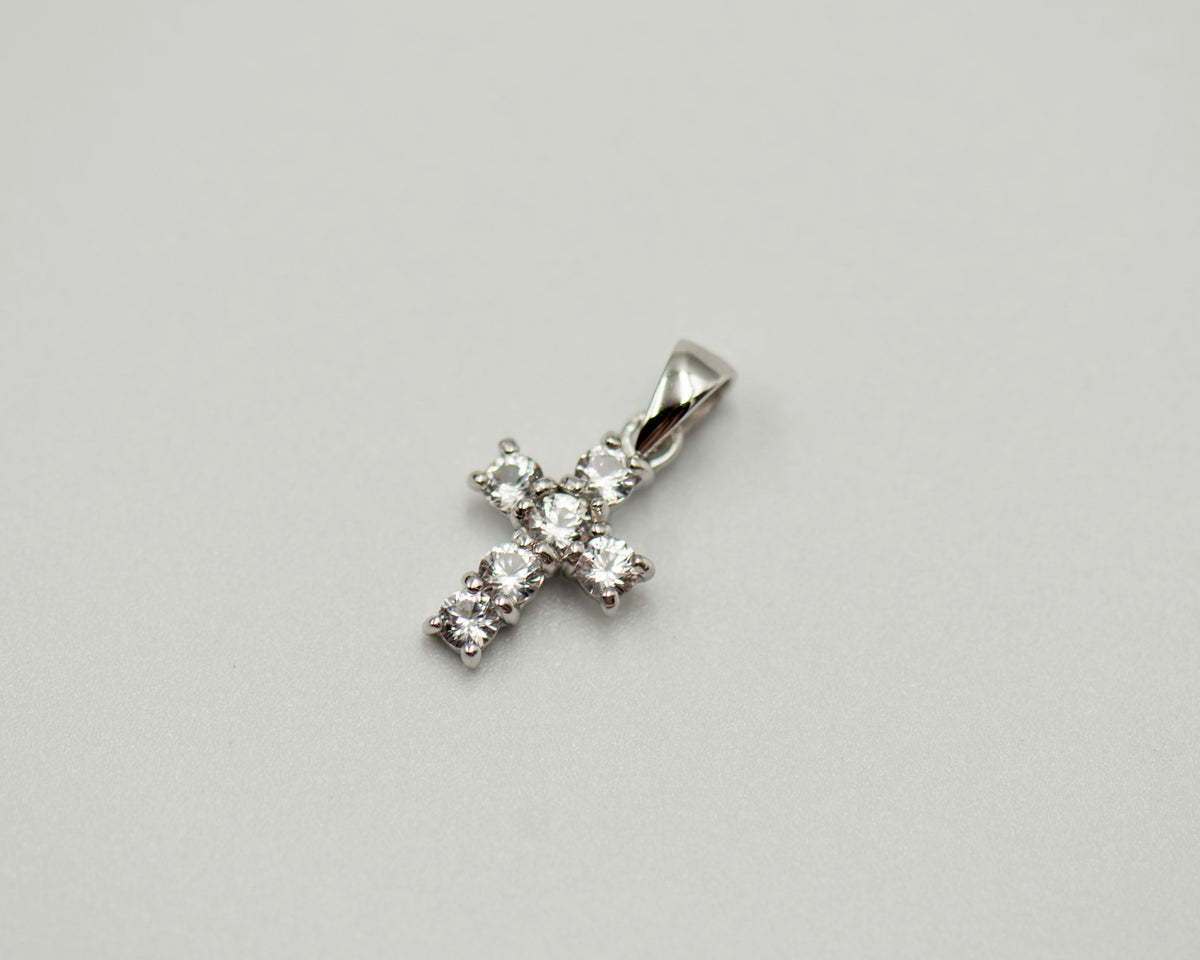 087 Pendant April Birthstone Cross