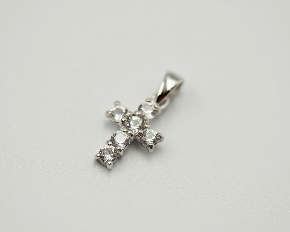087 Pendant April Birthstone Cross