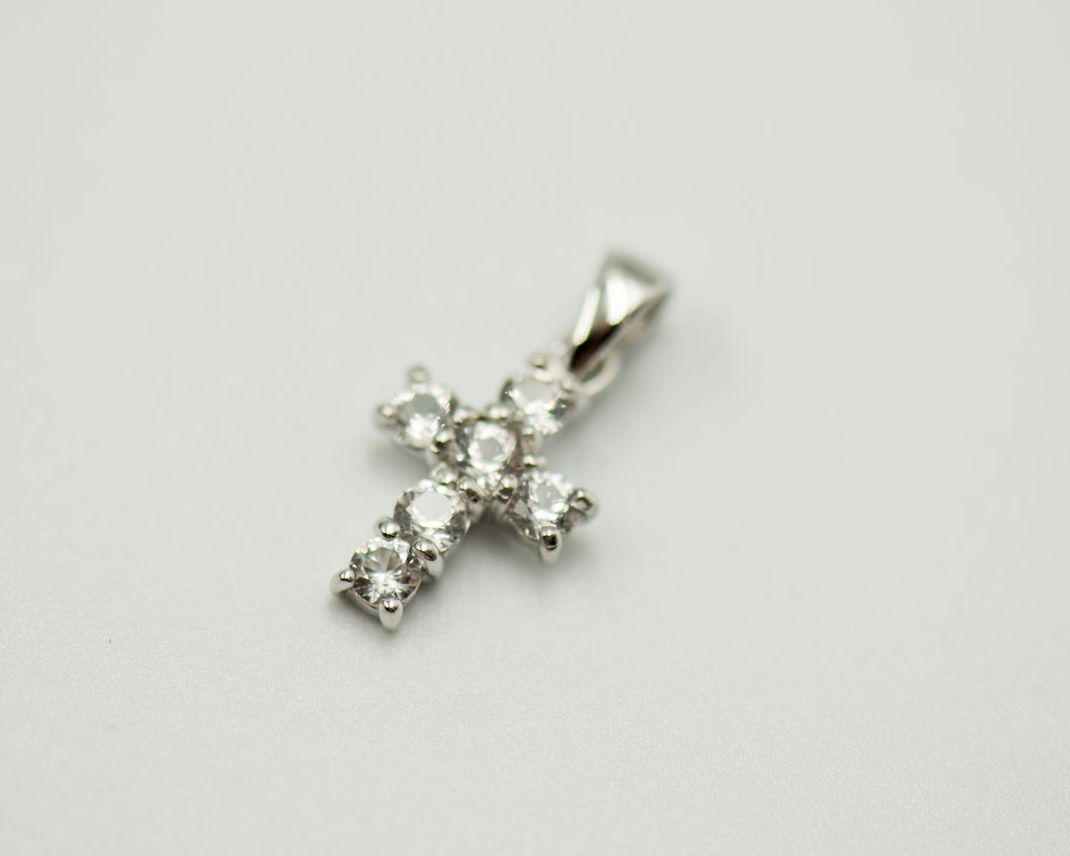 087 Pendant April Birthstone Cross