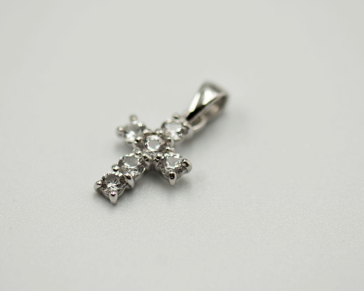 087 Pendant April Birthstone Cross