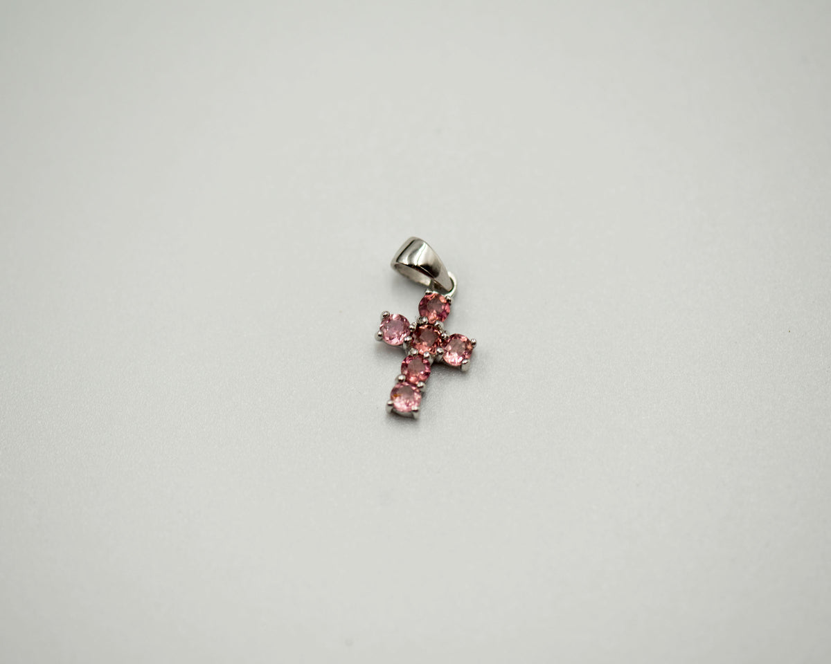 090 Pendant July Birthstone Cross Ruby Red