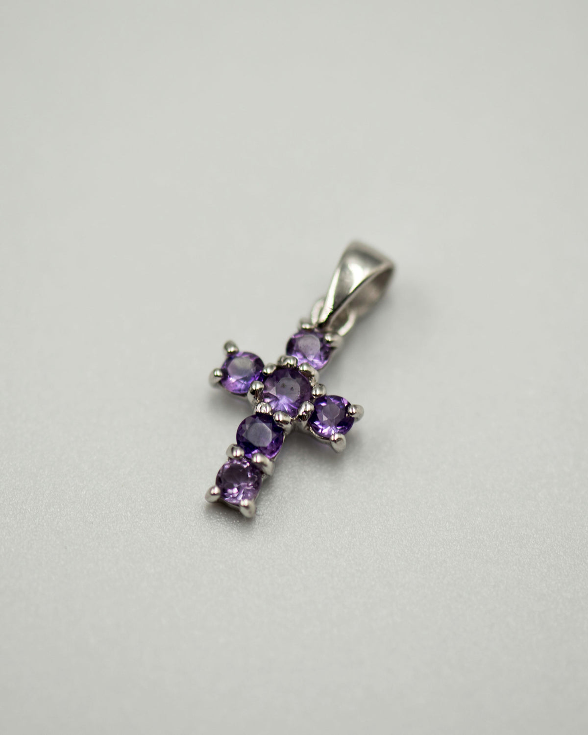 085 Pendant February Birthstone Purple Cross