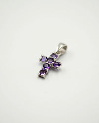 085 Pendant February Birthstone Purple Cross