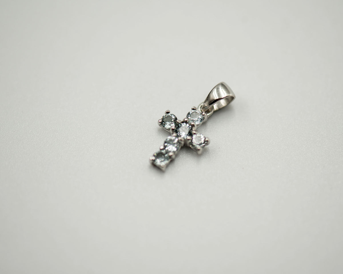 086 Pendant March Birthstone Cross
