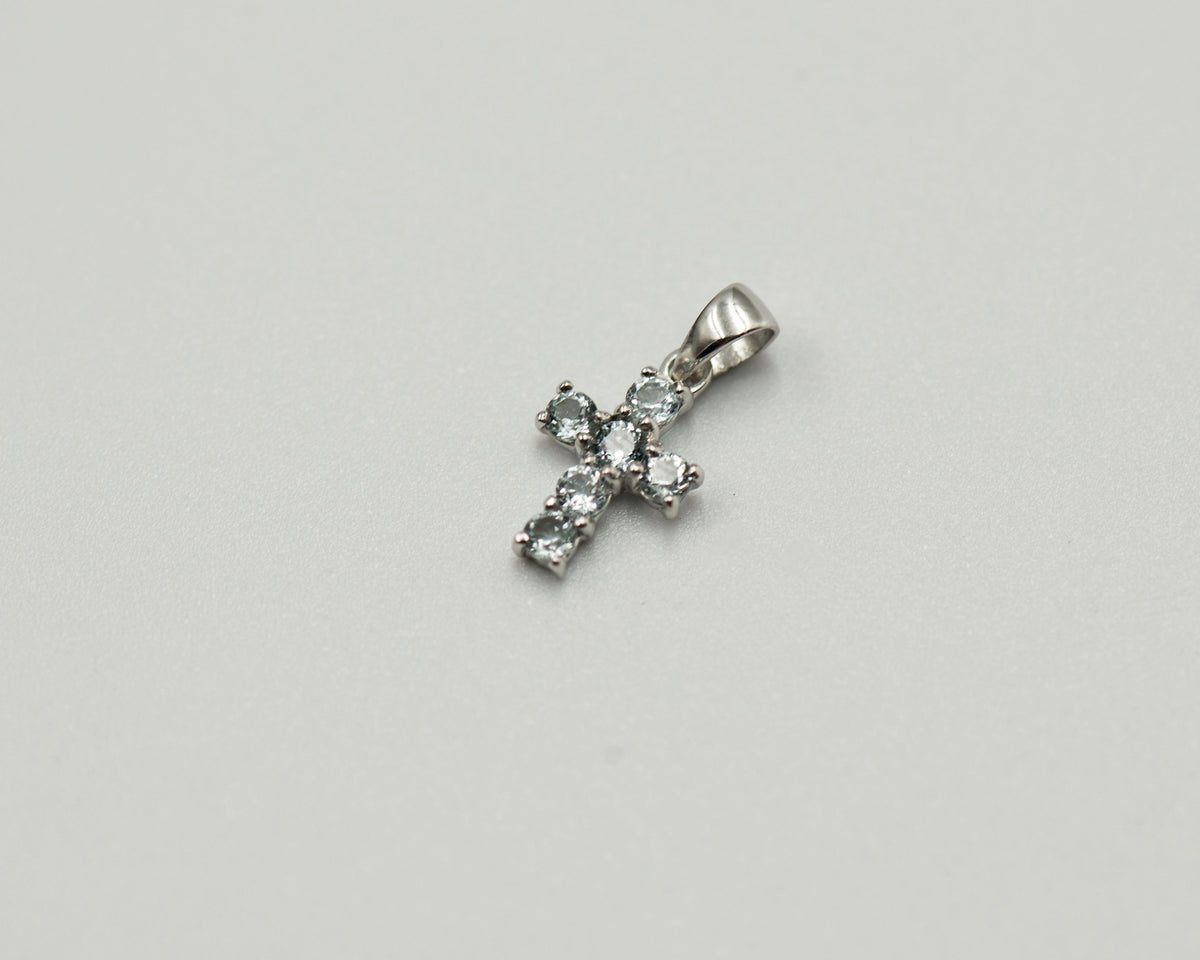 086 Pendant March Birthstone Cross