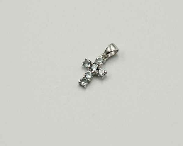 086 Pendant March Birthstone Cross