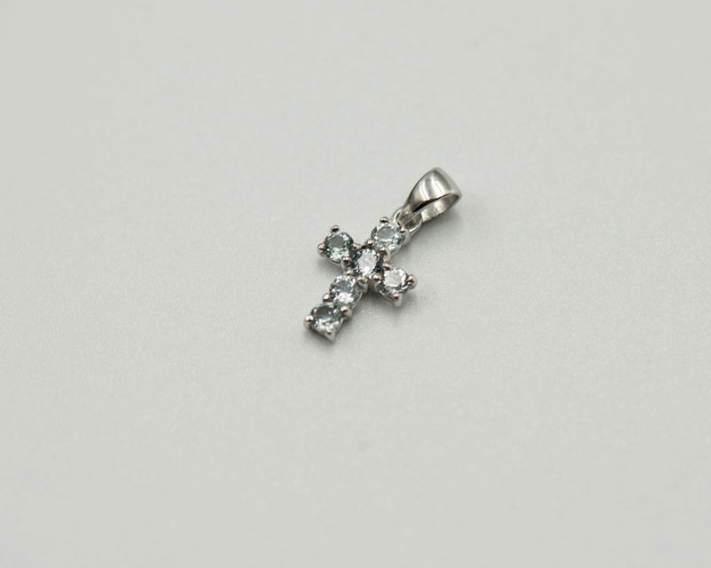 086 Pendant March Birthstone Cross