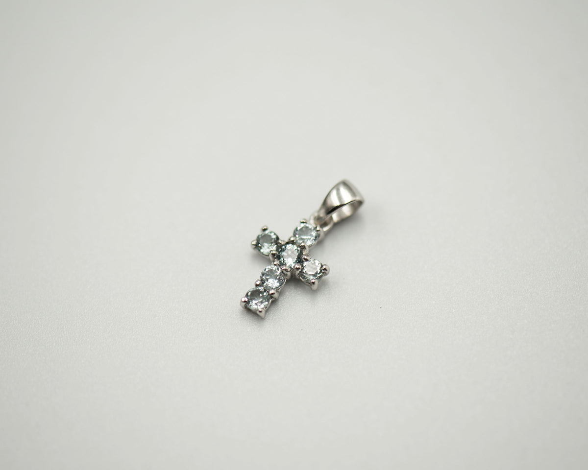 086 Pendant March Birthstone Cross
