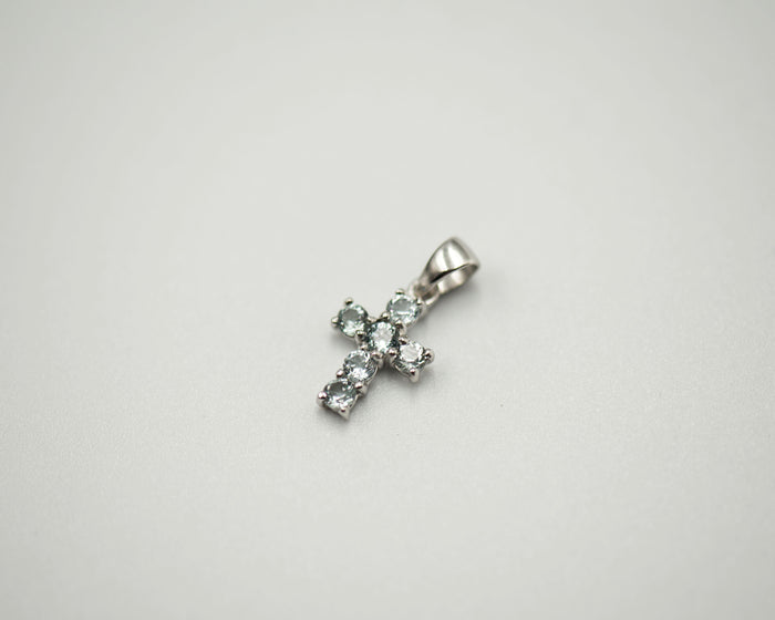 086 Pendant March Birthstone Cross