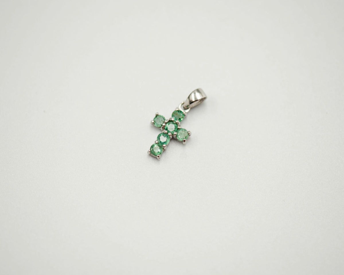 088 Pendant May Birthstone Cross Green