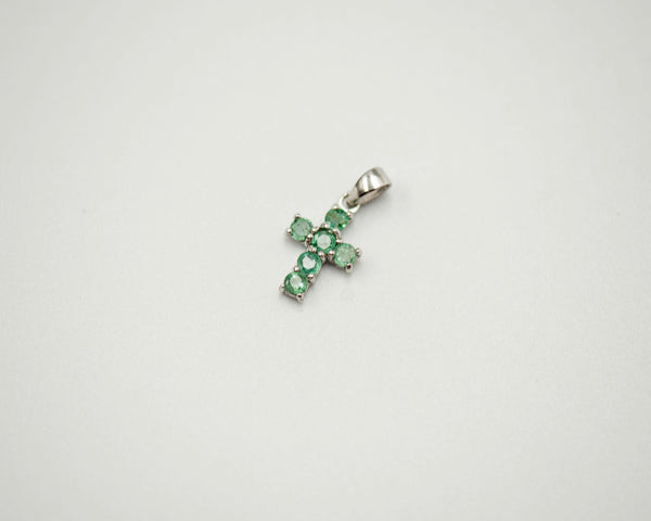 088 Pendant May Birthstone Cross Green