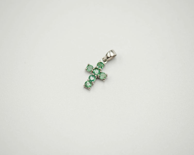 088 Pendant May Birthstone Cross Green