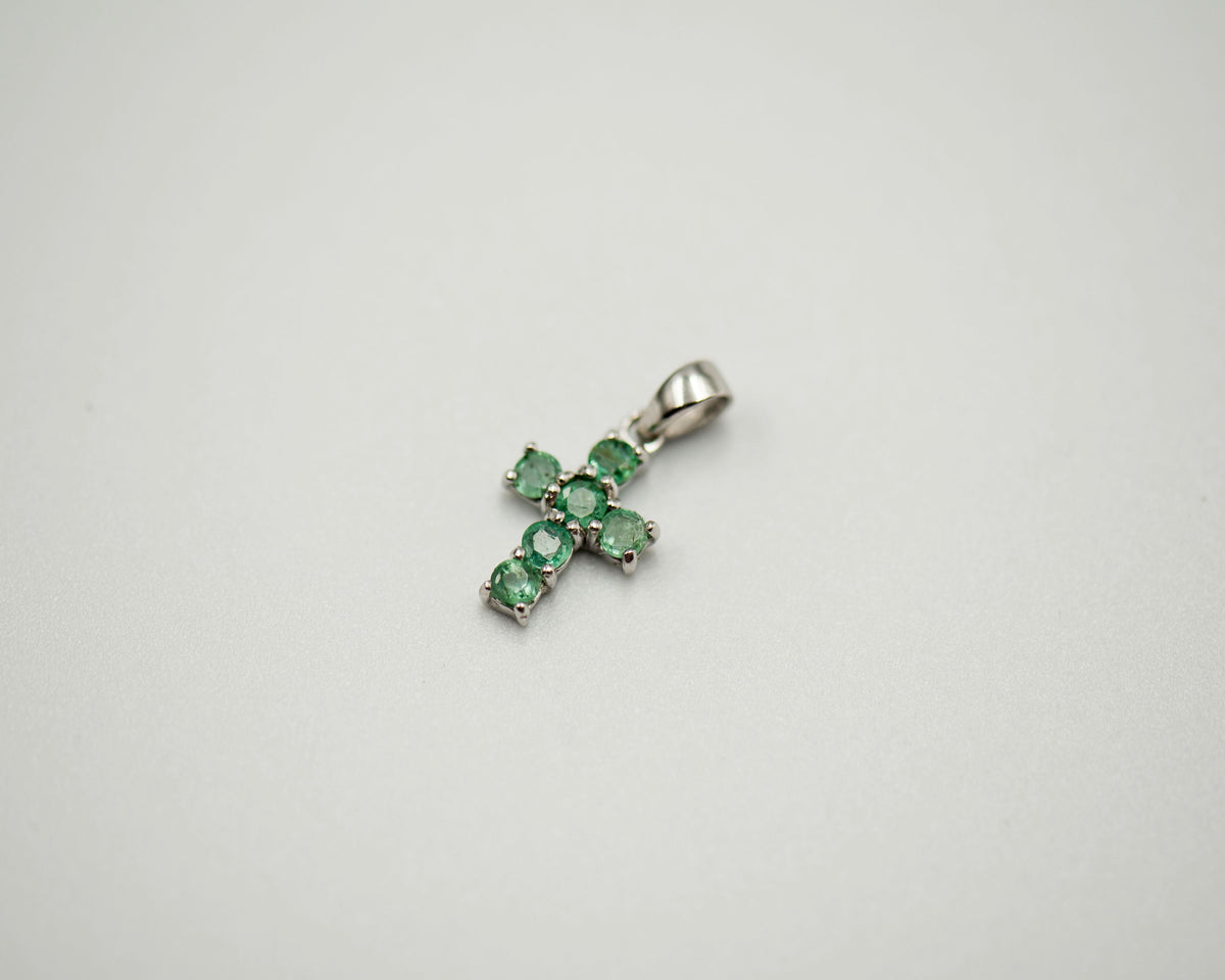 088 Pendant May Birthstone Cross Green