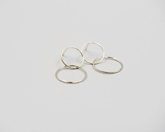 101 Earring Silver Stud Hanging Circles