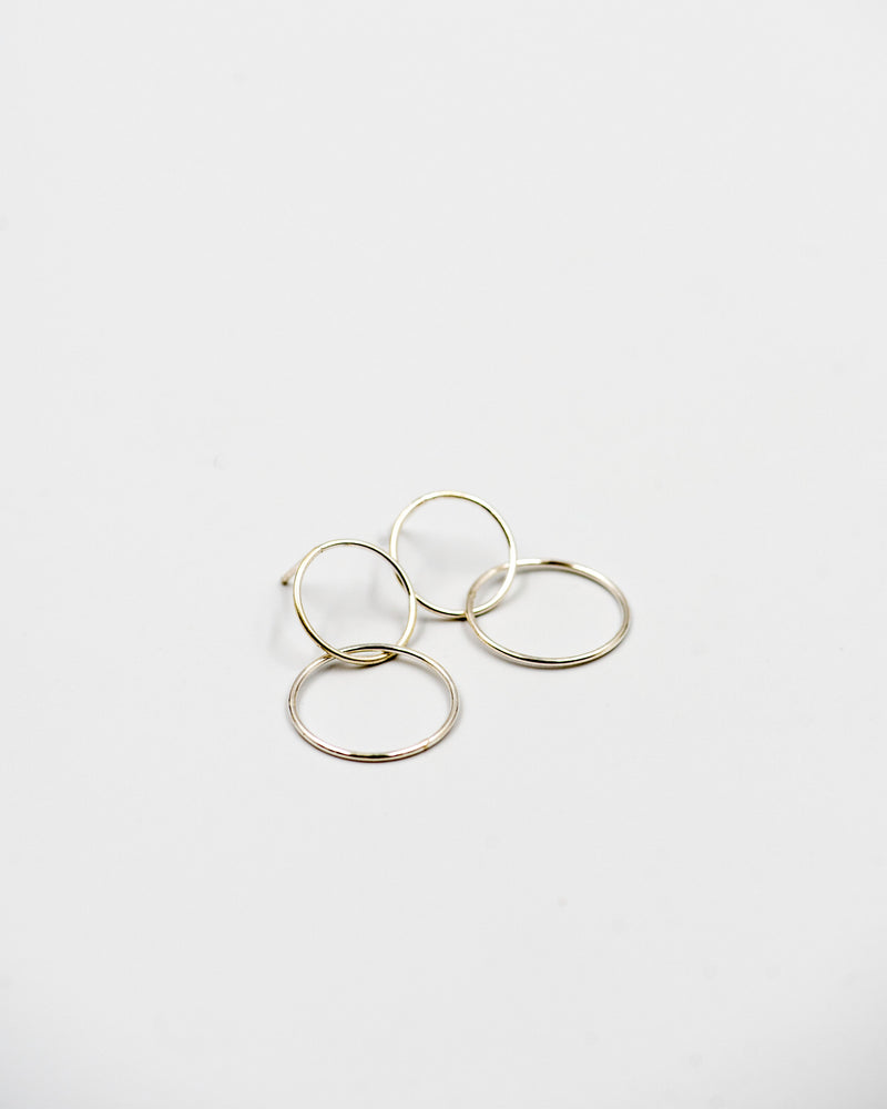 101 Earring Silver Stud Hanging Circles