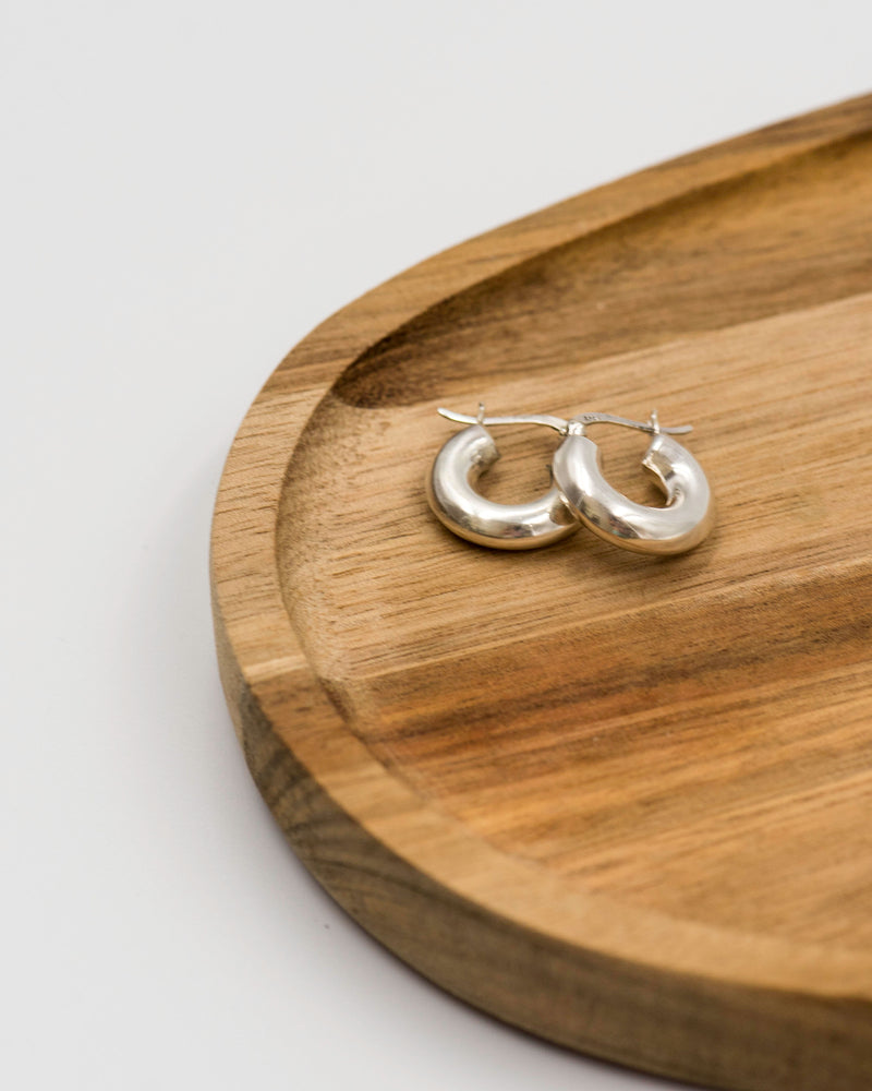 106 Earrings Elegant silver thick hoop earrings