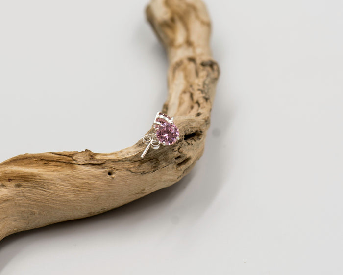 057 Earrings Studs 7mm Colourd Cubic Studs