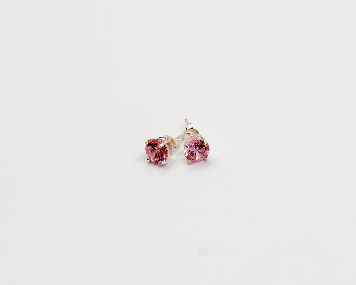 057 Earrings Studs 7mm Colourd Cubic Studs