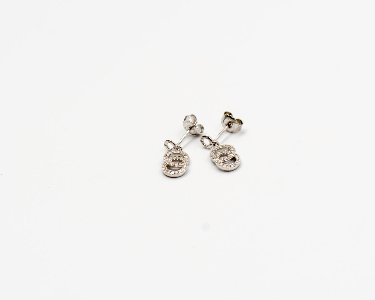 069 Earrings Silver and Cubic in Circle