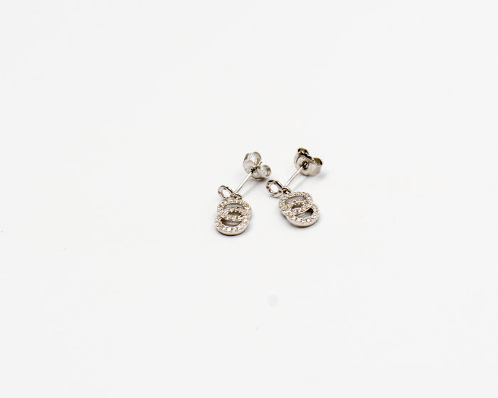 069 Earrings Silver and Cubic in Circle