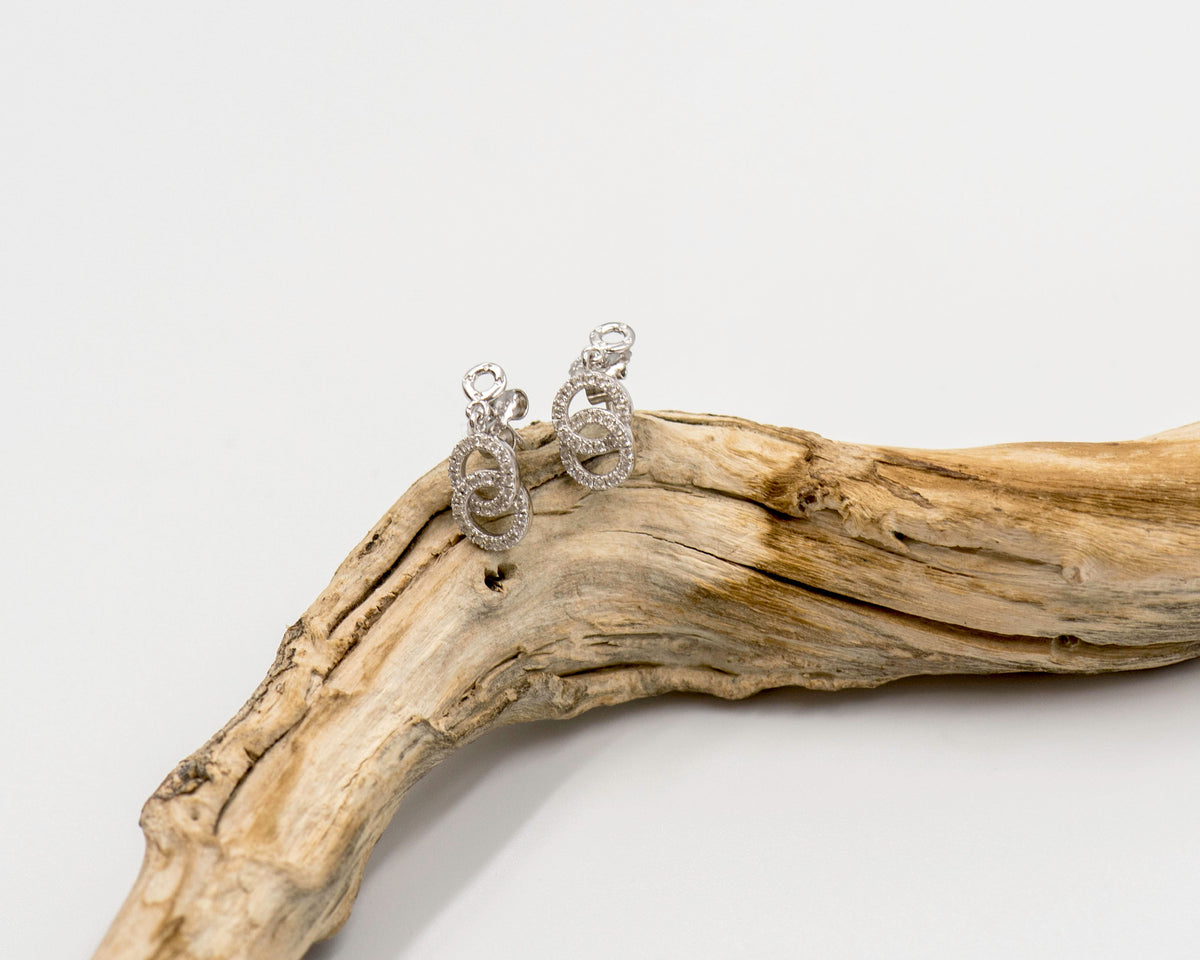 069 Earrings Silver and Cubic in Circle