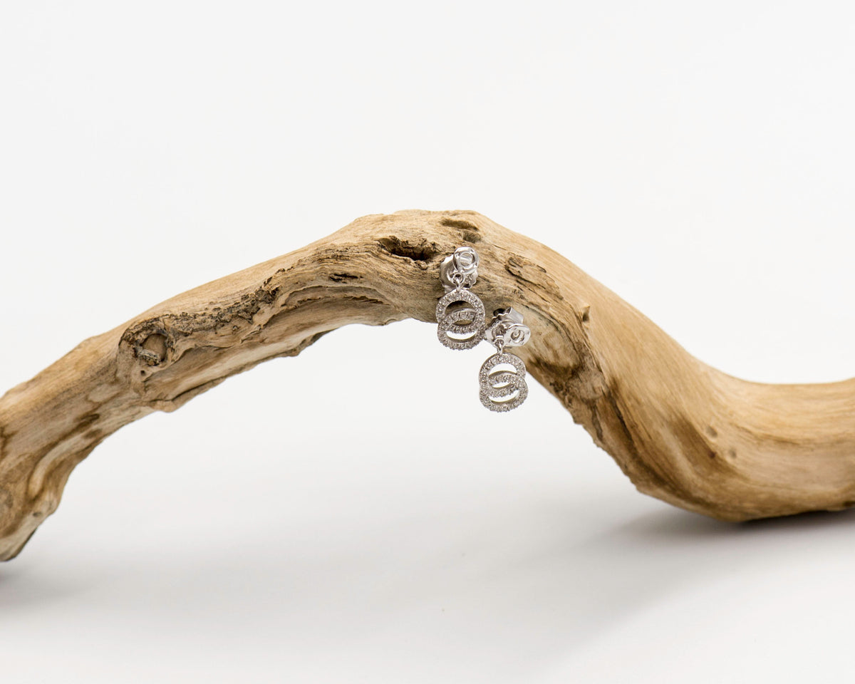 069 Earrings Silver and Cubic in Circle