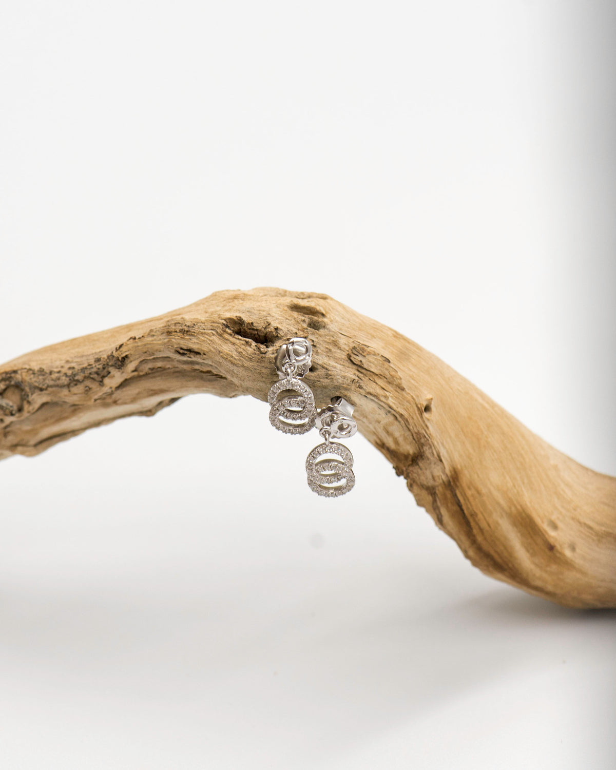 069 Earrings Silver and Cubic in Circle