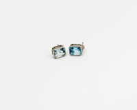 064 Earrings Silver Blue Topaz
