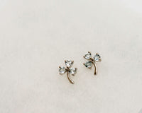 062 Earrings Studs Silver Blue Topaz Flower Studs