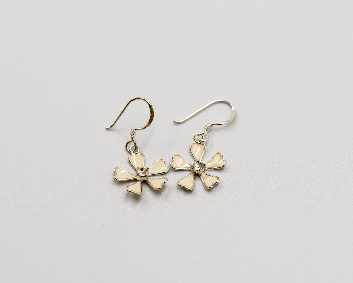 071 Earrings Studs Silver and Cubic Flowers