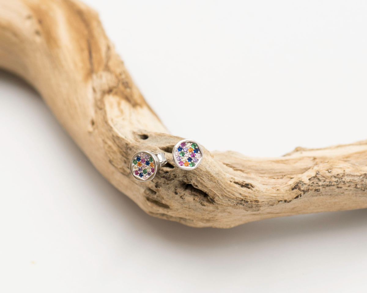 056 Earring Studs Silver and Cubic