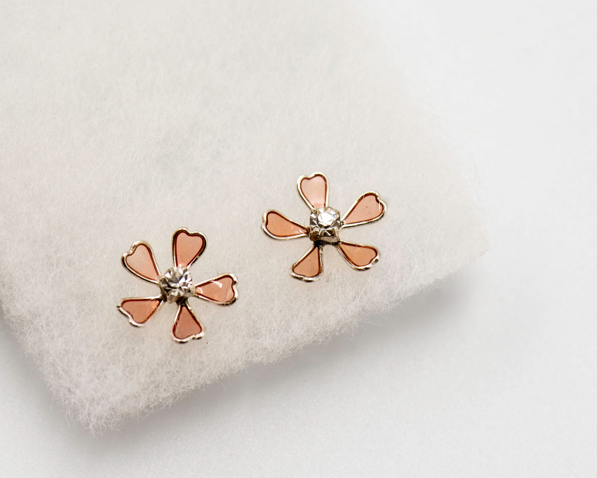 073 Earrings Pink Flower Studs