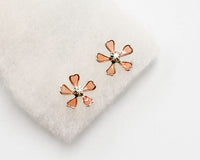 073 Earrings Pink Flower Studs