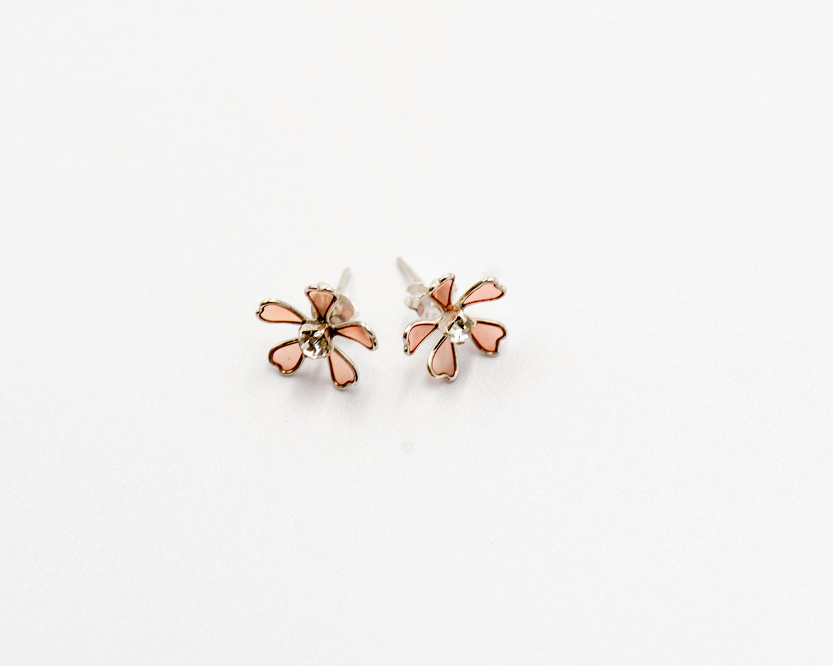 073 Earrings Pink Flower Studs