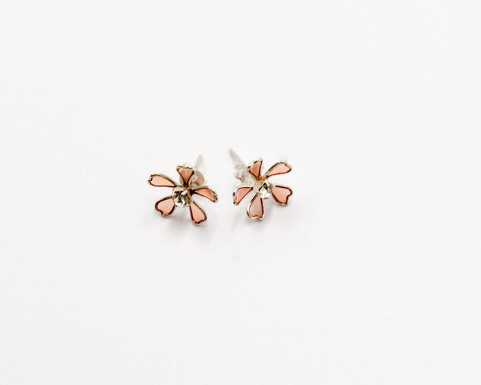 073 Earrings Pink Flower Studs