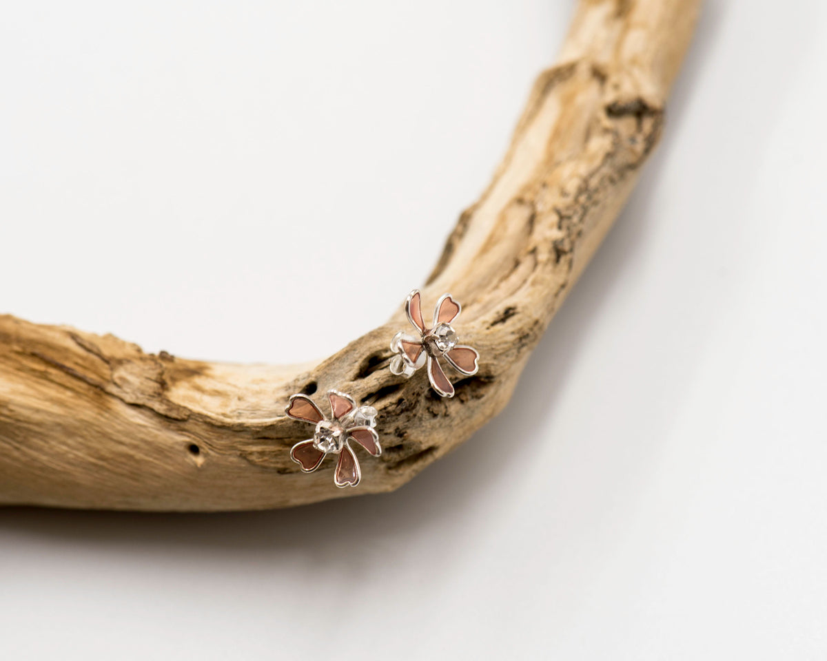 073 Earrings Pink Flower Studs