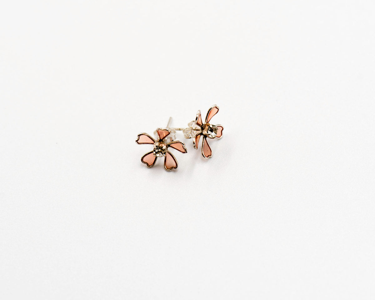 073 Earrings Pink Flower Studs
