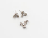 054 Earring 3mm Semi Polish Silver Anti Tarnish Flower