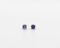 120 Earring Elegant silver 3mm stud earrings featuring a September sapphire birthstone.
