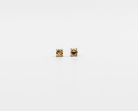 122 Earring Elegant silver 3mm stud earrings featuring a November citrine birthstone.