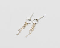 037 Earrings Circle and Chain Silver