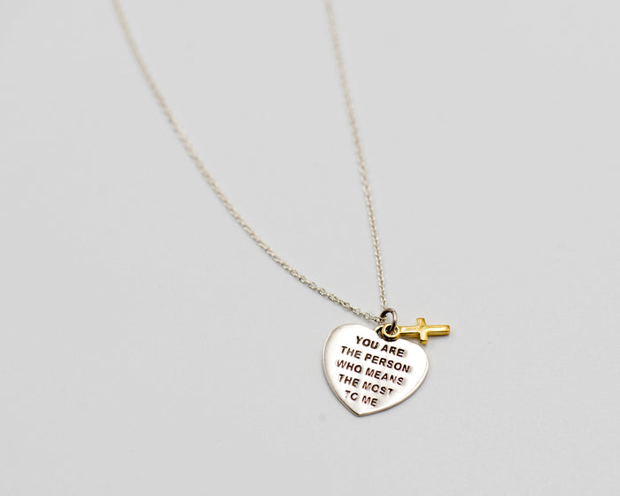 042 Set Necklace Emotional Heart with words (Chain Included)